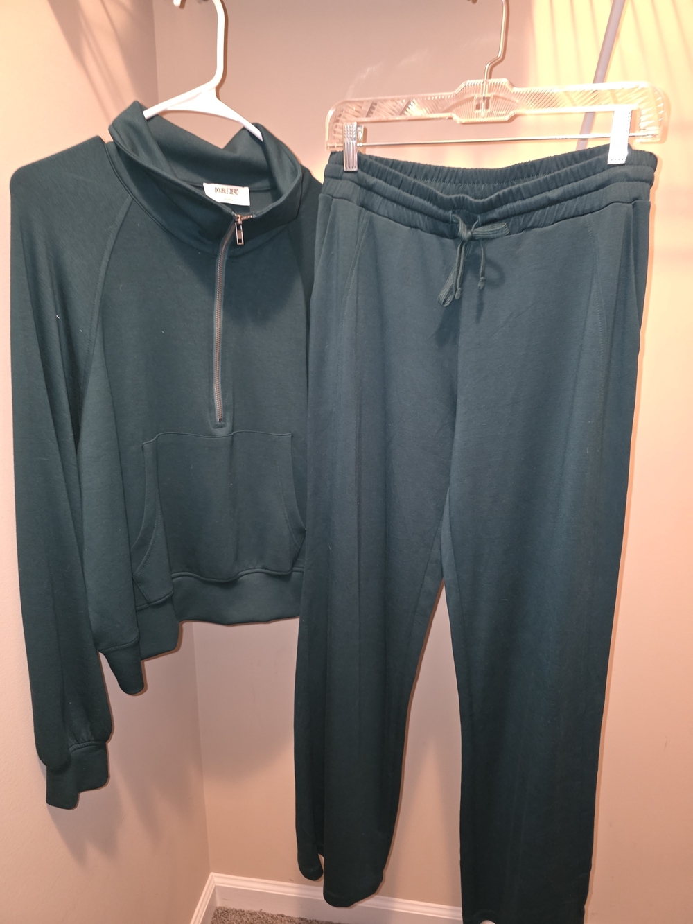Deep Green Half-Zip Pullover and Drawstring Set